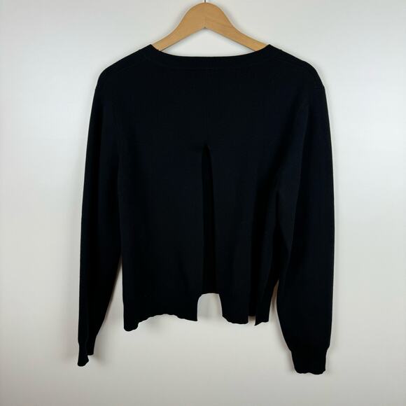 Kobi Halperin Womens Open Back Side Slits Black Crewneck Sweater Sz XL | Neutral - Picture 12 of 16